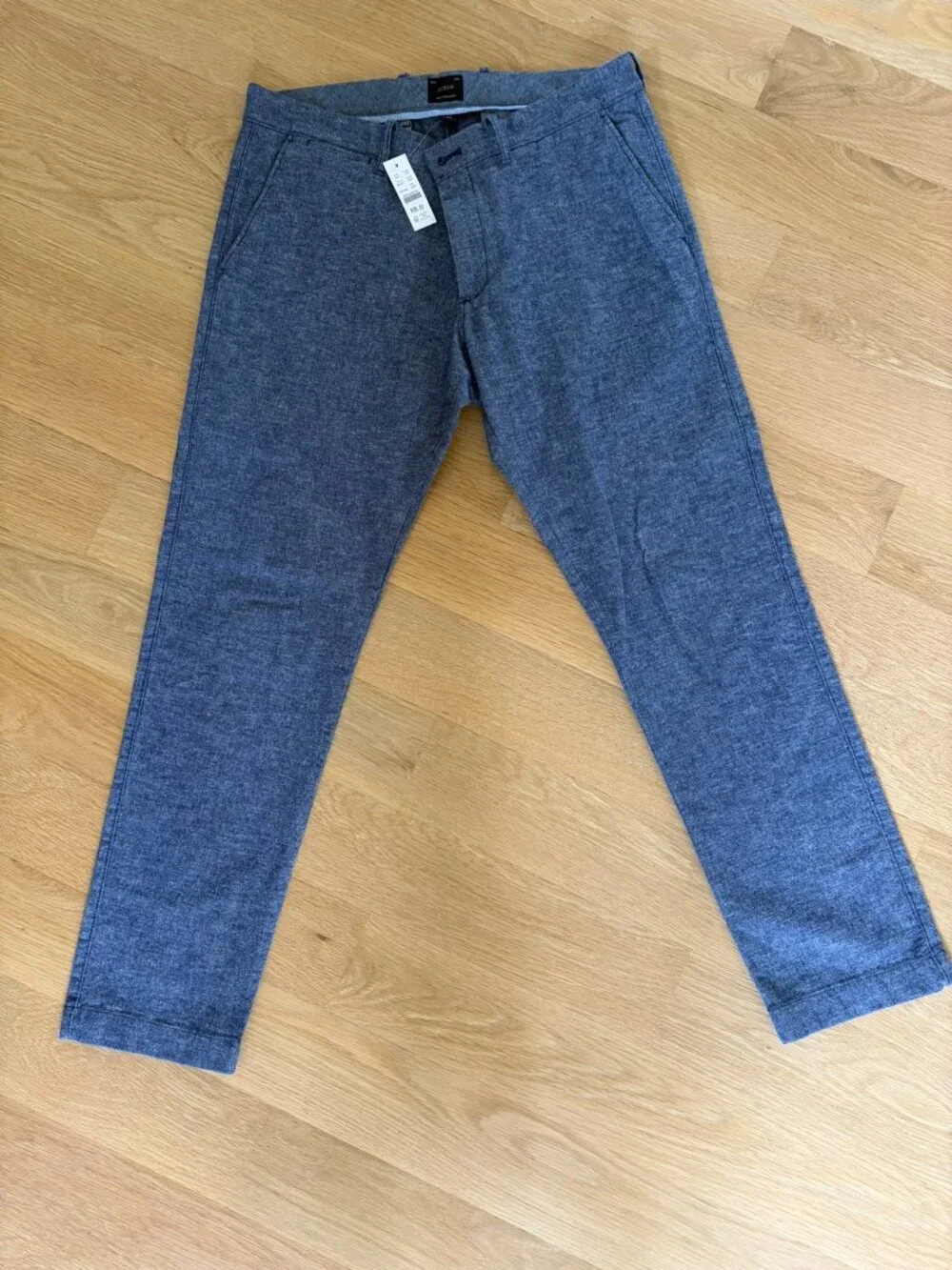 NWT J.Crew 484 Slim Fit Cotton Linen Chambray Chino Pants - Blue - 33x30
